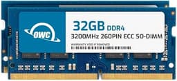 OWC 64GB (2x32GB) DDR4 3200MHz PC4-25600 CL22 2RX8 ECC Unbuffered SODIMM 1.2V 260-pin Laptop Memory RAM