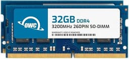 OWC 64GB (2x32GB) DDR4 3200MHz PC4-25600 CL22 2RX8 Non-ECC SODIMM 1.2V 260-pin Laptop Memory RAM