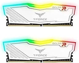 Team T-Force Delta RGB DDR4 Gaming Memory, 2 x 8 GB, 3200 Mhz, 288 Pin DIMM, White