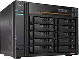Asustor Lockerstor 10 Gen3 AS6810T 10 Bay NAS, AMD Ryzen Quad-Core 2.3 GHz, 16GB RAM ECC DDR5, 4 M.2 NVMe Slots, Dual 5GbE and Dual 10GbE Port, USB 4.0 Type-C, Network Attached Storage (Diskless)