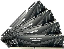 【DDR4 RAM】GIGASTONE Game PRO 64GB Kit (4x16GB) DDR4 3200MHz PC4-25600 CL16-18-18-40 Gaming Desktop Memory – XMP 2.0 / AMD Support, 1.35V UDIMM 288-Pin, Unbuffered Non-ECC, High-Performance RAM (Black)