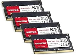 【DDR4 Laptop RAM】 GIGASTONE 64GB (4x16GB) DDR4 3200MHz (PC4-25600) SODIMM | High-Speed 1.2V CL22 Notebook Memory Upgrade | 260-Pin Non-ECC Unbuffered | Backward Compatible with 2933MHz / 2666MHz
