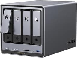 UGREEN NAS DXP4800 Pro 4-Bay Desktop NAS, Intel® Core™ i3-1315U 6-Core CPU, 8GB DDR5 RAM, Built-in 128G SSD, 1x 10GbE, 1x 2.5GbE, 2X M.2 NVMe Slots, 4K HDMI, Network Attached Storage (Diskless)