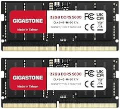 【DDR5 RAM Laptop Only】 GIGASTONE 64GB Kit (2x32GB) DDR5 5600MHz PC5-44800 CL 46-46-46-90 1.1V SODIMM 262 Pin Unbuffered Non ECC High Performance Notebook Memory Upgrade