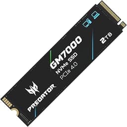 Predator M.2 SSD 2TB GM7000 with DRAM cache NVMe 1.4 2280 PCIe Gen4×4 Ultra high speed (maximum read: 7400MB/s, max write: 6700MB/s) 3D NAND TLC Internal SSD Compatible with PS5 Pro - BL.9BWWR.106