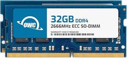 OWC 64GB (2x32GB) DDR4 2666 PC4-21300 CL19 2Rx8 260-pin 1.2V ECC Unbuffered SODIMM Memory RAM Module Upgrade Kit Compatible with Synology DiskStation DS1621+ DS1621xs+