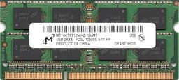 Micron Low Voltage Memory (1.35 v), PC3L-10600S (DDR3L-1333), 4GB SO-DIMM 204pin, Laptop Memory, Model Number: MT16KTF51264HZ-1G4M1, Guaranteed to Work [Used]