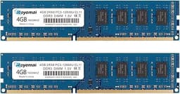 8GB Kit (2X4GB) DDR3 1600MHz PC3-12800U 4GB 2Rx8 240-pin Dimm CL11 1.5V Desktop RAM Memory Module