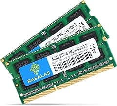 RASALAS 8GB Kit (2 x 4GB) PC3-8500 DDR3 1066 Mhz 1067 MHz 8500s SODIMM RAM Laptop Memory Upgrade for Notebook 204PIN 1.5V Memory