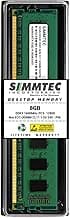 Simmtec 8GB DDR3 1600MHz DIMM PC3-12800 UDIMM Non-ECC 2Rx8 Dual Rank 1.5V CL11 240-Pin Desktop Computer RAM Memory Upgrade Module