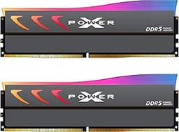 Silicon Power DDR5 64GB (2x32GB) Storm RGB 6000MT/s (PC5-48000) 288-pin CL38 1.35V UDIMM Desktop Memory Module RAM SP064GXLWU60BFDK Gray