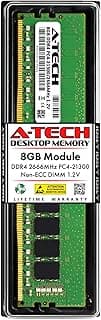A-Tech 8GB DDR4 2666 MHz UDIMM PC4-21300 (PC4-2666V) CL19 DIMM Non-ECC Desktop RAM Memory Module