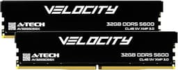 A-Tech Velocity RAM 64GB (2x32GB) DDR5 5600MHz (PC5-44800) XMP 3.0 UDIMM 1.1V Non-ECC DIMM 288-Pin Desktop Computer Gaming Memory - AV2K32G5D56X