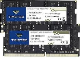 Timetec 64GB KIT(2x32GB) DDR4 3200MHz Compatible for Dell Gaming Laptops PC4-25600 Non-ECC Unbuffered 1.2V CL22 2Rx8 Dual Rank 260 Pin SODIMM Gaming Laptop Notebook PC Computer Memory RAM