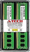 A-Tech 32GB Kit (2x16GB) DDR4 3200MHz PC4-25600 ECC RDIMM 2Rx8 Dual Rank 1.2V ECC Registered DIMM 288-Pin Server & Workstation RAM Memory Upgrade Modules (A-Tech Enterprise Series)