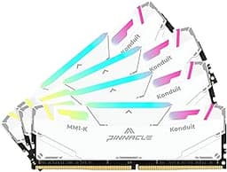 Timetec Pinnacle Konduit RGB DDR4 3200MHz PC4-25600 CL16-18-18-38 XMP2.0 Overclocking 1.35V Compatible for AMD and Intel Desktop Gaming PC Memory Module RAM (RGB White, 64GB KIT(4x16GB))