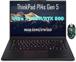 Lenovo ThinkPad P14s Gen 5 Laptop, Intel Ultra 7 155H(16 core), 14.5" 120Hz 3K Mobile Workstation Laptop, 96GB DDR5-5600MHz(2 x 48 GB), 2TB SSD, NVIDIA RTX 500(4GB GDDR6), Win11 Pro
