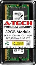 A-Tech 32GB DDR5 4800MHz PC5-38400 ECC SODIMM 2Rx8 (EC4 9x4) Dual Rank 1.1V 262-Pin RAM Memory Upgrade Module for Microserver, Workstation, and Networking Platforms