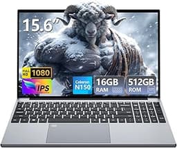 Gaming Laptop, Twin Lake N150 Laptops(up to 3.6GHz), 15.6 inch Lap top with 16GB DDR4 512GB SSD, Backlit KB Fingerprint, FHD 1920*1080, Win 11 Pro, WiFi 5,BT 4.2, Portable Laptops, Gaming laptops