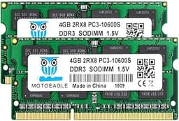 Motoeagle DDR3 1333MHz SODIMM 8GB Kit (2x4GB), 4GB 2RX8 PC3 10600S -09-11 204 Pin 1.5V Laptop Memory