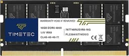 Timetec 16GB DDR5 4800MHz PC5-38400 Unbuffered Non-ECC 1.1V CL40 1Rx8 Single Rank 262Pin SODIMM Laptop Memory RAM Module Upgrade (16GB)