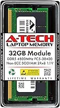 A-Tech 32GB DDR5 4800MHz PC5-38400 CL40 SODIMM 2Rx8 Dual Rank 1.1V Non-ECC Unbuffered SO-DIMM 262-Pin Laptop Computer RAM Memory Upgrade Module