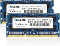 PC3-10600 Sodimm 16GB Kit DDR3 1333MHz 8GB PC3L-10600S 2Rx8 1.35V / 1.5V CL9 Notebook RAM Memory for Laptop Computer