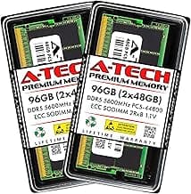 A-Tech 96GB Kit (2x48GB) DDR5 5600MHz PC5-44800 ECC SODIMM 2Rx8 (EC4 9x4) Dual Rank 1.1V 262-Pin RAM Memory Upgrade Modules for Microserver, Workstation, and Networking Platforms