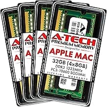 A-Tech 32GB (4x8GB) RAM for Apple iMac (Mid 2010 27 inch 4-Core, Mid 2011 21.5/27 inch) | DDR3 1333MHz PC3-10600 204-Pin SODIMM Memory Upgrade Kit