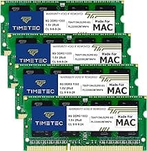 Timetec 32GB Kit (4x8GB) DDR3 1333MHz PC3-10600 CL9 SODIMM Memory Module for Apple iMac (Mid 2010 27-inch, Mid 2011 21.5/27-inch) MAC RAM Upgrade 11,3 / 12,1 / 12,2