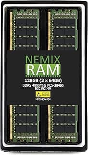 NEMIX RAM 128GB (2X64GB) DDR5 4800MHZ PC5-38400 2Rx4 1.1V CL40 288-PIN ECC RDIMM Registered Server Memory KIT Compatible with Dell Precision 5860 Tower Workstation