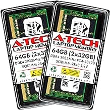 A-Tech 64GB Kit (2x32GB) DDR4 2933MHz PC4-23400 (PC4-2933Y) CL21 SODIMM 2Rx8 1.2V Non-ECC SO-DIMM 260-Pin Laptop, Notebook Computer RAM Memory Upgrade Modules