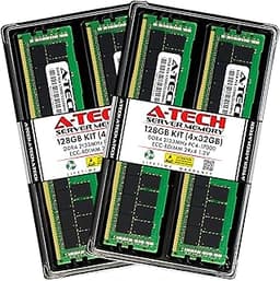 A-Tech 128GB Kit (4x32GB) DDR4 2133MHz PC4-17000 ECC RDIMM 2Rx4 Dual Rank 1.2V ECC Registered DIMM 288-Pin Server & Workstation RAM Memory Upgrade Modules (A-Tech Enterprise Series)