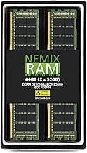 NEMIX RAM 64GB (2X32GB) DDR4 3200MHZ PC4-25600 2Rx8 1.2V CL22 288-PIN ECC RDIMM Registered Server Memory KIT Compatible with Dell SNPHTPJ7C/32G AB614353 Registered Server Memory