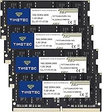 Timetec 64GB KIT (4x16GB) DDR4 2400MHz (PC4-2400T) PC4-19200 SODIMM Laptop RAM – 260-Pin 1.2V CL17 Non-ECC Unbuffered Memory Module for Laptop, Notebook, Mini PC, All-in-One