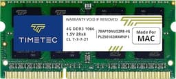 Timetec 4GB Compatible for Apple DDR3 1067MHz / 1066MHz PC3-8500 CL7 Dual Rank for Mac Book, Mac Book Pro, iMac, Mac mini (Late 2008, Early/Mid/Late 2009, Mid 2010) SODIMM Memory MAC RAM Upgrade