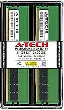 A-Tech 64GB Kit (2x32GB) DDR5 4800MHz PC5-38400 ECC-UDIMM 2Rx8 (EC4 9x4) Dual Rank 1.1V ECC Unbuffered DIMM 288-Pin Server, Workstation RAM Memory Upgrade Modules