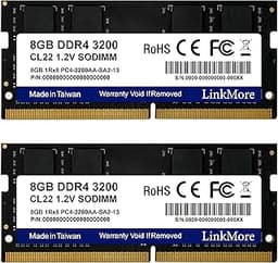 LinkMore 16GB Kit (2 x 8GB) DDR4 3200MHz SODIMM (PC4-25600) CL22 1.2V Laptop Memory Module