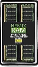 NEMIX RAM 64GB (2X32GB) DDR3 1600MHZ PC4-12800 4Rx4 1.5V 240-PIN ECC RDIMM Registered Server Memory KIT