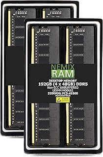 192GB 4X48GB DDR5 5200MHZ PC5-41600 2Rx8 1.1V CL44 288-PIN Non-ECC Unbuffered UDIMM NEMIX RAM Desktop PC Memory KIT