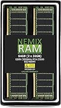NEMIX RAM 64GB (2X32GB) DDR4 3200MHZ PC4-25600 2Rx4 1.2V CL22 288-PIN ECC RDIMM Registered Server Memory KIT Compatible with Dell Servers/Workstations