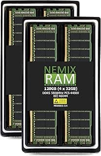NEMIX RAM 128GB (4X32GB) DDR5 5600MHZ PC5-44800 1Rx4 1.1V CL46 288-PIN ECC RDIMM Registered Server Memory KIT Compatible with ASUS Pro WS WRX90E SAGE SE Workstation Motherboard