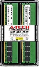 A-Tech 64GB Kit (2x32GB) DDR5 5600MHz PC5-44800 ECC RDIMM 1Rx4 (EC8 10x4) Single Rank 1.1V ECC Registered DIMM 288-Pin Server RAM Memory Upgrade Modules (A-Tech Enterprise Series)