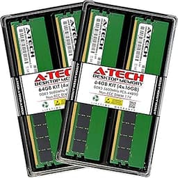 A-Tech 64GB Kit (4x16GB) DDR5 5600MHz PC5-44800 CL46 UDIMM 1.1V Non-ECC Unbuffered DIMM 288-Pin Desktop PC/Computer RAM Memory Upgrade Modules