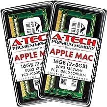 A-Tech 16GB (2x8GB) RAM for Apple MacBook Pro (Early/Late 2011), iMac (Mid 2010 27 inch 4-Core, Mid 2011 21.5/27 inch), Mac mini (Mid 2011) | DDR3 1333MHz PC3-10600 204-Pin SODIMM Memory Upgrade Kit