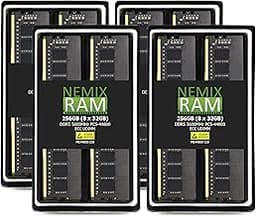 NEMIX RAM 256GB (8X32GB) DDR5 5600MHZ PC5-44800 2Rx8 1.1V CL46 288-PIN ECC Unbuffered UDIMM Memory KIT