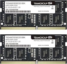 TEAMGROUP Elite DDR4 16GB Kit (2 x 8GB) 3200MHz PC4-25600 CL22 Unbuffered Non-ECC 1.2V SODIMM 260-Pin Laptop Notebook PC Computer Memory Module Ram Upgrade - TED416G3200C22DC-S01