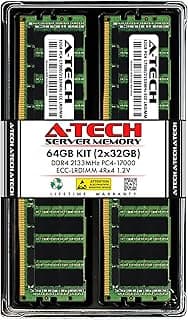 A-Tech 64GB Kit (2x32GB) DDR4 2133MHz PC4-17000 ECC LRDIMM 4Rx4 Quad Rank 1.2V Load Reduced DIMM 288-Pin Server RAM Memory Upgrade Modules (A-Tech Enterprise Series)