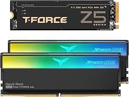 T-Force XTREEM ARGB DDR5 Ram 48GB (2x24GB) 8000MHz PC5-64000 CL38 M-DIE Desktop Memory FF9D548G8000HC38EDC01 Bundle with Z540 2TB NVMe PCIe Gen5 M.2 2280 Gaming SSD (Read 12400) TM8FF1002T0C