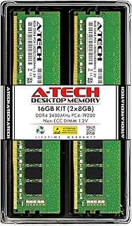 A-Tech 16GB (2x8GB) DDR4 2400 MHz UDIMM PC4-19200 (PC4-2400T) CL17 DIMM Non-ECC Desktop RAM Memory Modules